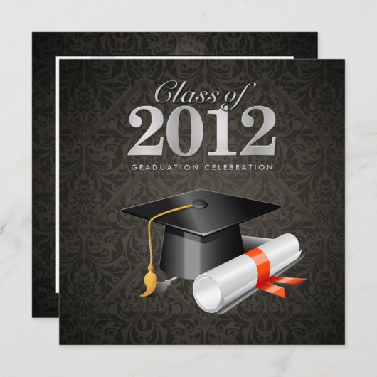 Klasse van de uitnodiging tot Afstuderen Damask 20 (Voorkant / Achterkant)