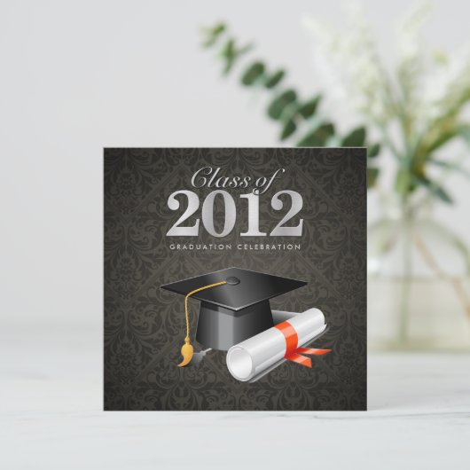 Klasse van de uitnodiging tot Afstuderen Damask 20 (Staand voorkant)