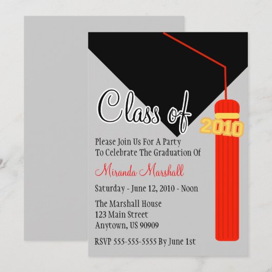 Klasse van de uitnodiging tot het Afstuderen van T (Voorkant / Achterkant)