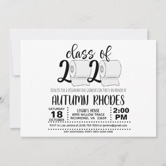 Klasse van de Uitnodiging van het Afstuderen 2020 (Voorkant)