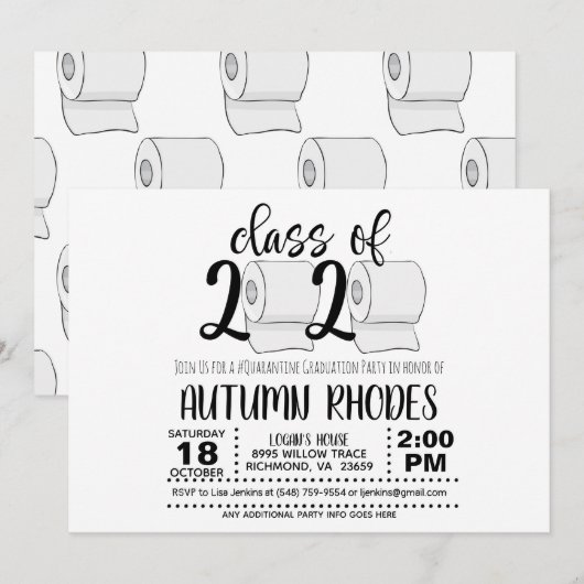 Klasse van de Uitnodiging van het Afstuderen 2020 (Voorkant / Achterkant)