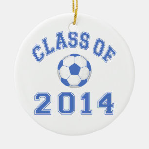 Klasse van de Voetbal 2014 - Blauw Keramisch Ornament