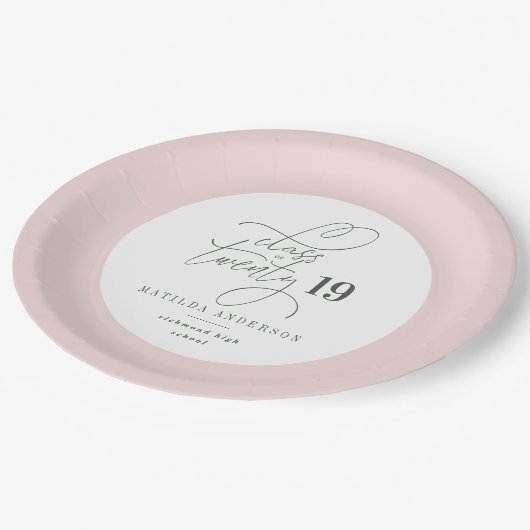 Klasse van de zwarte roze waterverf afstuderen papieren bordje (Gekanteld)