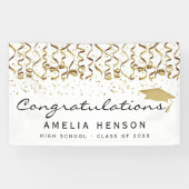 Klasse van Elegante Gouden Confetti Afstuderen Spandoek (Horizontaal)
