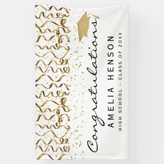 Klasse van Elegante Gouden Confetti Afstuderen Spandoek (Verticaal)