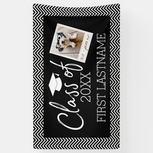 Klasse van elk jaar Afstuderen Foto Petten Chevron Spandoek (Verticaal)