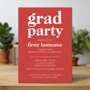 Klasse van Elk Jaar Graduation Party rood patroon Kaart