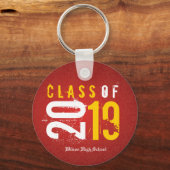 Klasse van gepersonaliseerd artistiek rood en geel sleutelhanger (Voorkant)