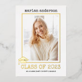 Klasse van gouden folie 2023 Foto van afstuderen Folie Uitnodiging (Voorkant)
