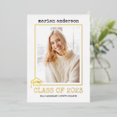 Klasse van gouden folie 2023 Foto van afstuderen Folie Uitnodiging (Staand Voorkant)