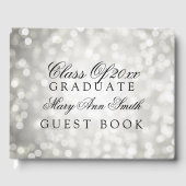"Klasse van" Graduation Party Silver Glitter Light Gastenboek (Voorkant)