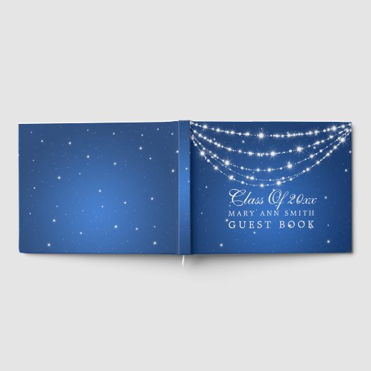 "Klasse van" Graduation Party Sparkling Chain Blue Gastenboek (Volledig)