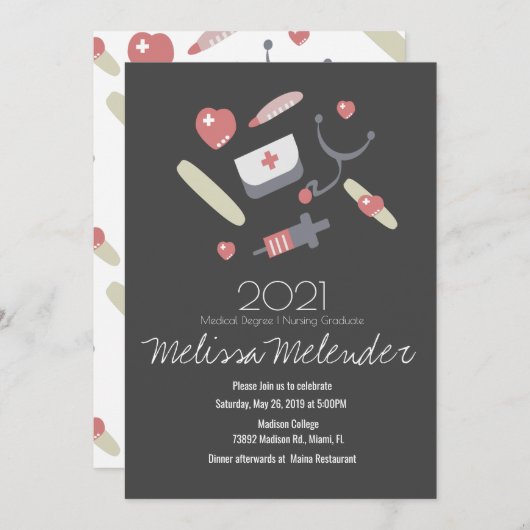 Klasse van het 2023 Medical Zurse Afstuderen Patte Kaart (Voorkant / Achterkant)