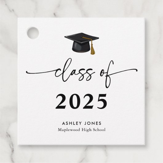 Klasse van het 2025 Black Script Afstuderen Bedankjes Labels (Voorkant)