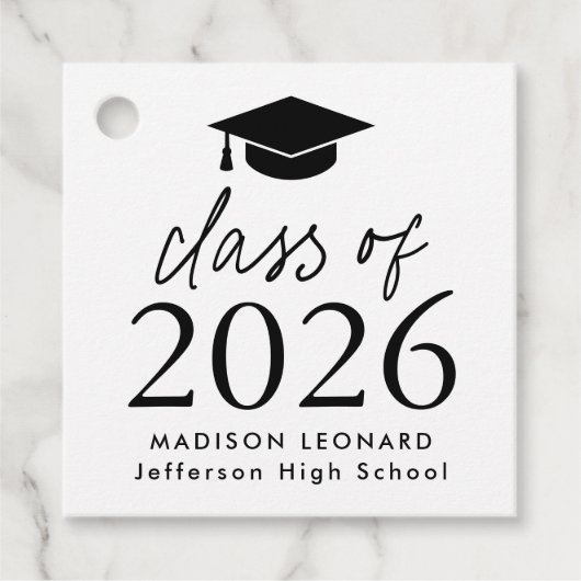 Klasse van het 2025 Black Script Afstuderen Bedankjes Labels (Voorkant)