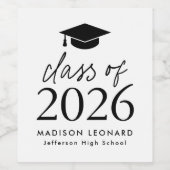 Klasse van het 2025 Black Script Afstuderen Wijn Etiket (Enkel label)