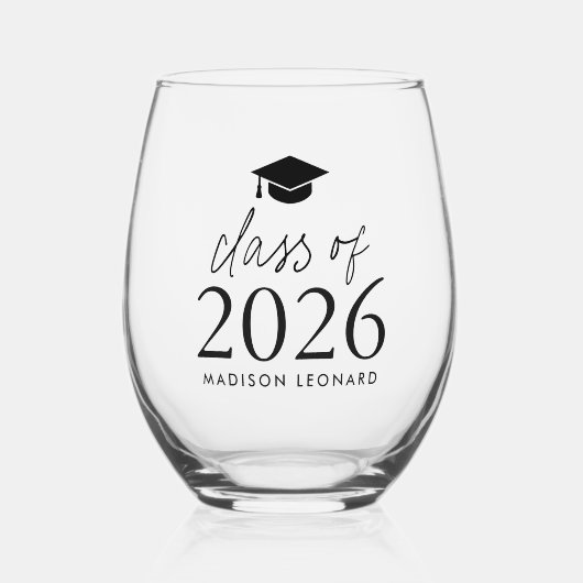 Klasse van het Afstuderen 2025 Wijnglas Zonder Voet (Voorkant)