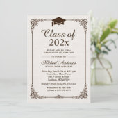 Klasse van het Afstuderen Ivory Linen  Lijst van 2 Kaart (Staand voorkant)