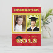 Klasse van het Afstuderen Red and Gold Argyle 2012 Kaart (Staand voorkant)