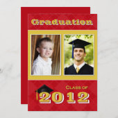 Klasse van het Afstuderen Red and Gold Argyle 2012 Kaart (Voorkant / Achterkant)
