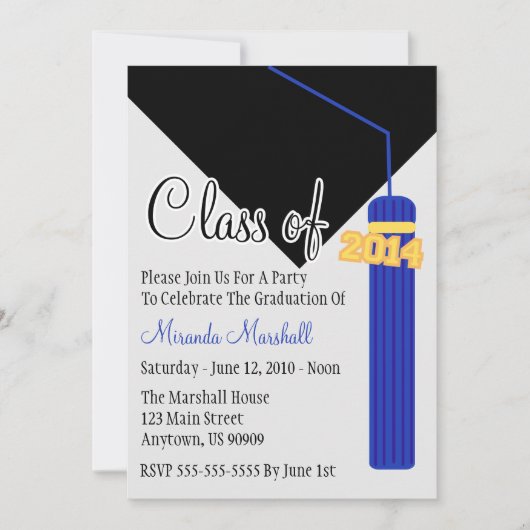 Klasse van het Afstuderen Tassel 2014 (blauw) Kaart (Voorkant)
