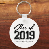 Klasse van het Afstuderen van 2019 Zwart en Varsit Sleutelhanger (Voorkant)