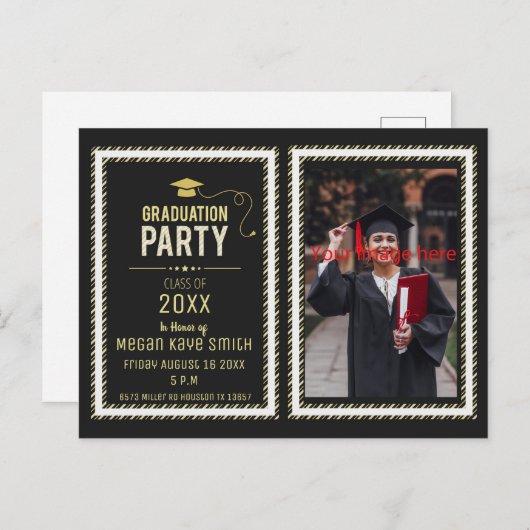 Klasse van het Briefkaart van de Graduation Party  (Voorkant / Achterkant)