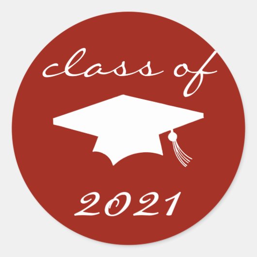 Klasse van het etiket van 2021 (maroon Graduation (Voorkant)