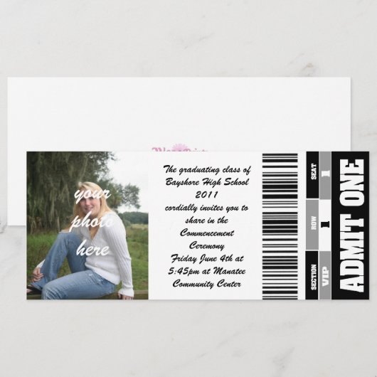 klasse van het fototicket van 2011 kaart (Voorkant / Achterkant)