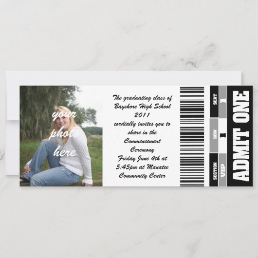 klasse van het fototicket van 2011 kaart (Voorkant)