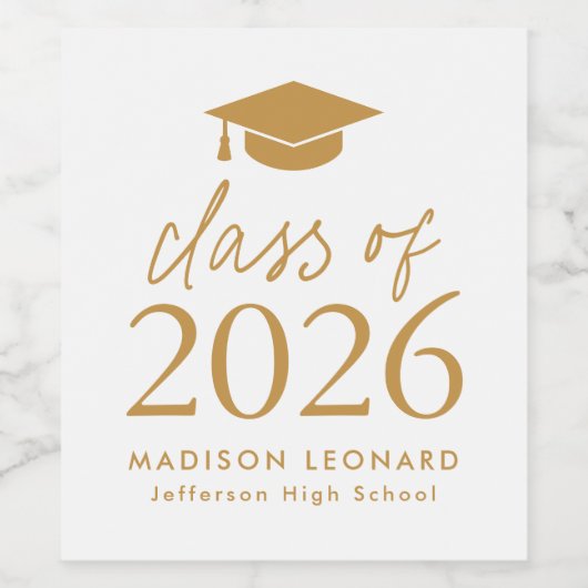 Klasse van het Gold Script Afstuderen 2025 Wijn Etiket (Enkel label)