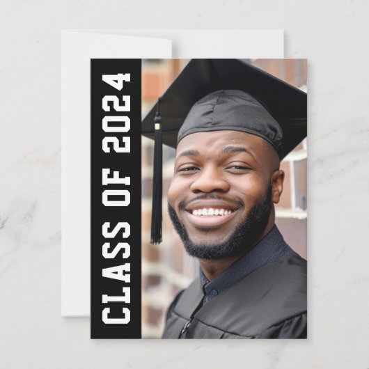 Klasse van het jaar 2024 modern zwart afstuderen f bedankkaart (Voorkant)