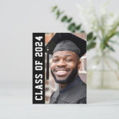 Klasse van het jaar 2024 modern zwart afstuderen f briefkaart (Staand voorkant)