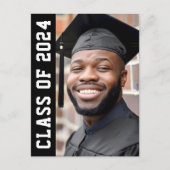 Klasse van het jaar 2024 modern zwart afstuderen f briefkaart (Voorkant)