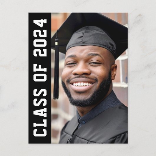 Klasse van het jaar 2024 modern zwart afstuderen f briefkaart (Voorkant)