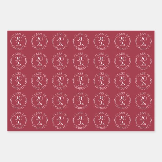 Klasse van het jaar Afstuderen Bourgondische witte Inpakpapier Vel (Voorkant 2)