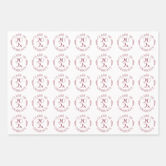 Klasse van het jaar Afstuderen Bourgondische witte Inpakpapier Vel (Voorkant)