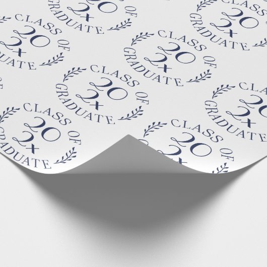 Klasse van het jaar Afstuderen Chic Navy White Typ Cadeaupapier (Hoek)