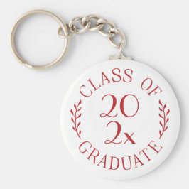 Klasse van het jaar Afstuderen Chic Red Typography Sleutelhanger