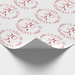 Klasse van het jaar Afstuderen Chic Red White Typo Cadeaupapier