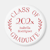Klasse van het jaar Afstuderen Naam Red Typography Magneet (Voorkant)