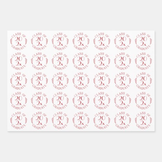 Klasse van het jaar Afstuderen rood wit typografie Inpakpapier Vel (Voorkant 3)