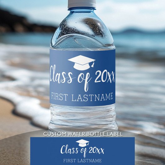 Klasse van het jaar en de naam - Graduation Cap Bl Waterfles Etiket