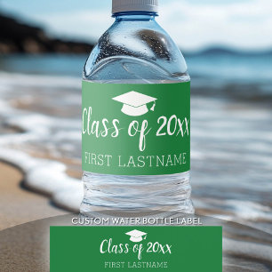 Klasse van het jaar en de naam - Graduation Cap Gr Waterfles Etiket