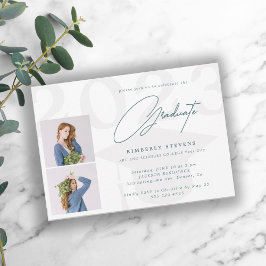 Klasse van jaar elegant 2 foto's graduatie party kaart