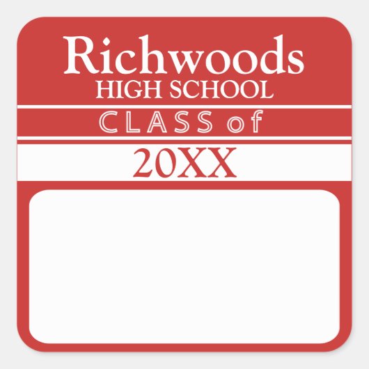 Klasse van (Jaar toevoegen) naamstickers Vierkante Sticker (Voorkant)