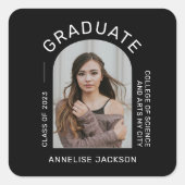 Klasse van jaarminimalistische, eenvoudige afstude vierkante sticker (Voorkant)