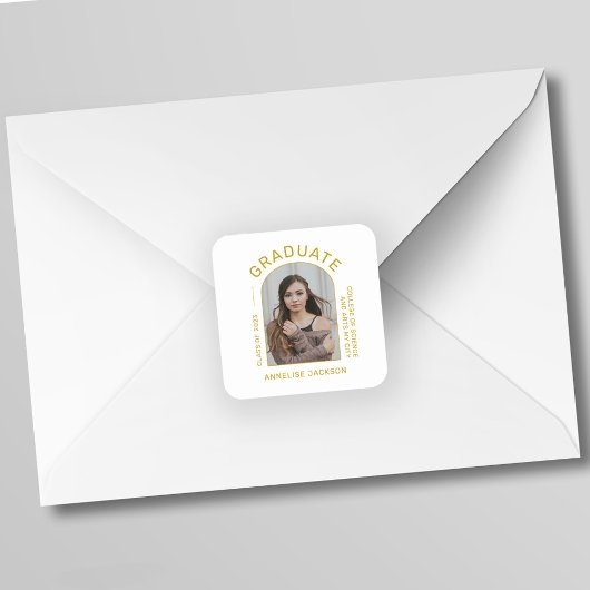 Klasse van jaarminimalistische, eenvoudige afstude vierkante sticker