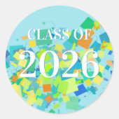 Klasse van kleurrijke afzuigkappen die in de lucht ronde sticker (Voorkant)