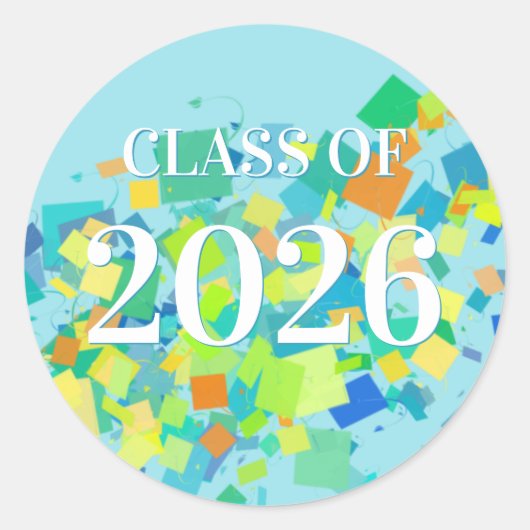 Klasse van kleurrijke afzuigkappen die in de lucht ronde sticker (Voorkant)